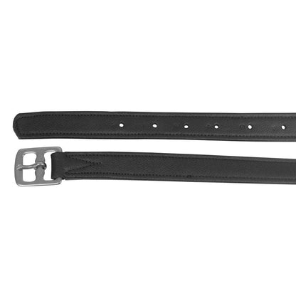 Acción estribo doble de cuero y nylon con hebillas cromadas, ideal para equitación, de la marca Tienda Hípica D'hispania.