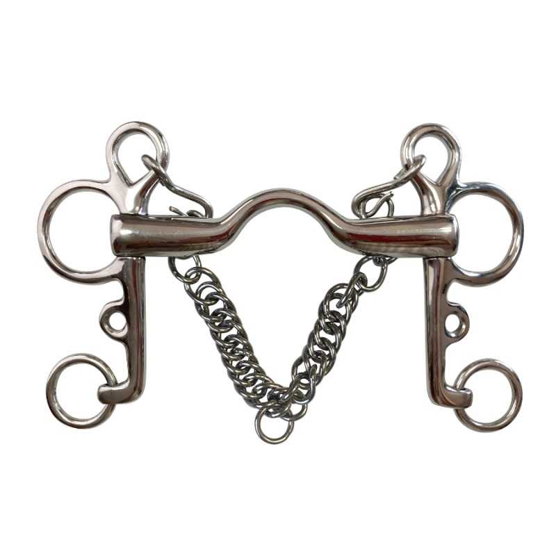 BOCADO PELHAM EMBOCADURA GRUESA PUENTE + CADENILLA INOX - Tienda Hípica Online | D’Hispania ®