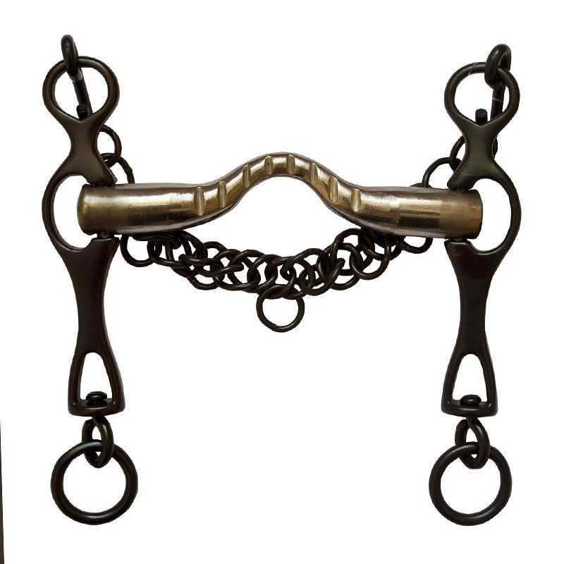 BOCADO PORTUGUÉS PAVONADO EMBOCADURA INOX.ESTRIADA - Tienda Hípica Online | D’Hispania ®