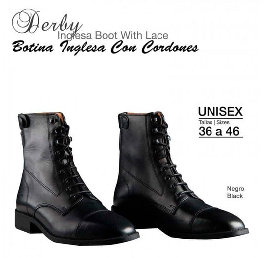 BOTINA INGLESA DERBY CORDONES NEGRO - Tienda Hípica Online | D’Hispania ®