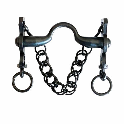 Bocado vaquero pavonado fijo 3/3 con embocadura en forma de asa caldera sin barra, para caballos, de Tienda Hípica D'Hispania.