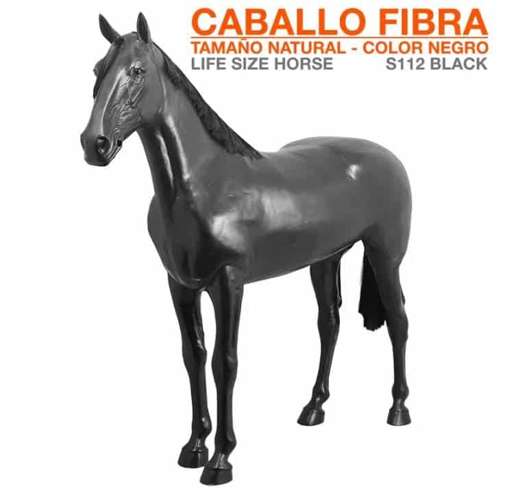 CABALLO FIBRA TAMAÑO NATURAL NEGRO S112 - Tienda Hípica Online | D’Hispania ®