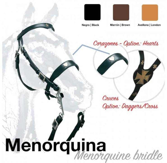 CABEZADA MONTAR MENORQUINA CORAZONES - Tienda Hípica Online | D’Hispania ®