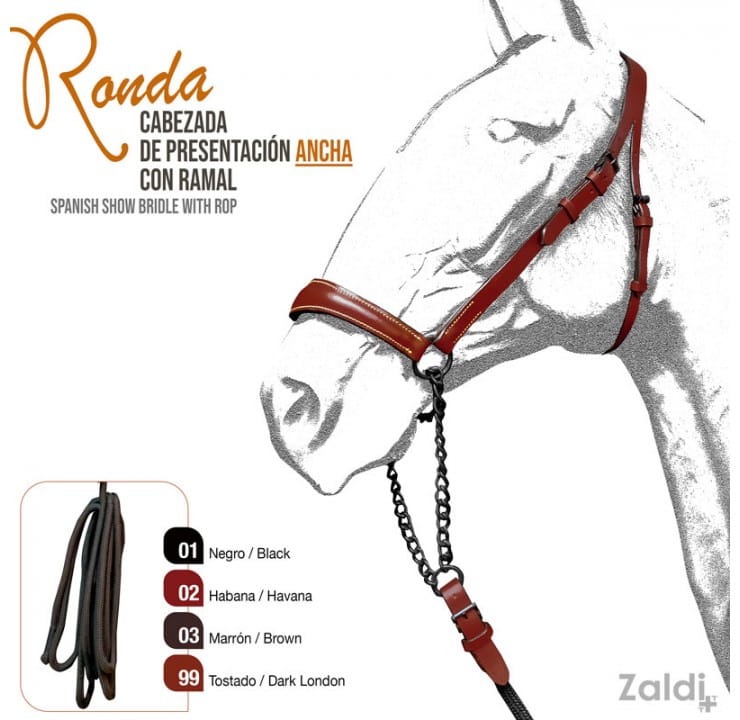 CABEZADA PRESENTACIÓN ANCHA CON RAMAL RONDA - Tienda Hípica Online | D’Hispania ®