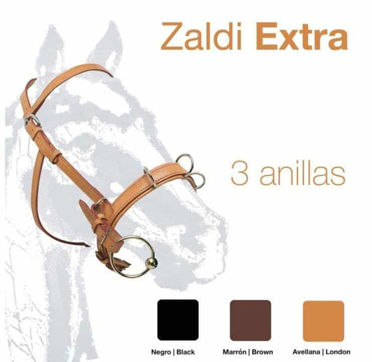 CABEZADA SERRETA CUERO ZALDI EXTRA 3-anillas - Tienda Hípica Online | D’Hispania ®