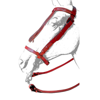 Cabezada vaquera de cuero ancha y redonda de la marca Zaldi, ideal para uso en caballos, en tienda hípica D'hispania.