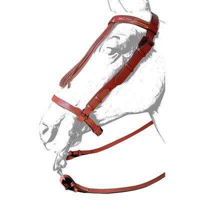 Cabezada vaquera de cuero ancha y redonda de la marca Zaldi, diseñada para caballos, en tienda hípica D'hispania.