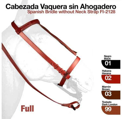 Cabezada vaquera sin ahogadero de la marca Tienda Hípica D'Hispania, ideal para montar y entrenamiento ecuestre.
