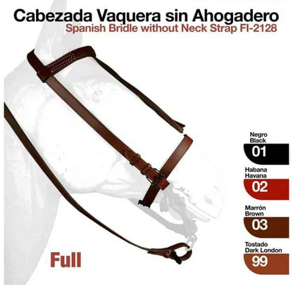 Cabezada vaquera sin ahogadero de la marca Tienda Hípica D'Hispania, en color natural, para montar y trabajos con caballos