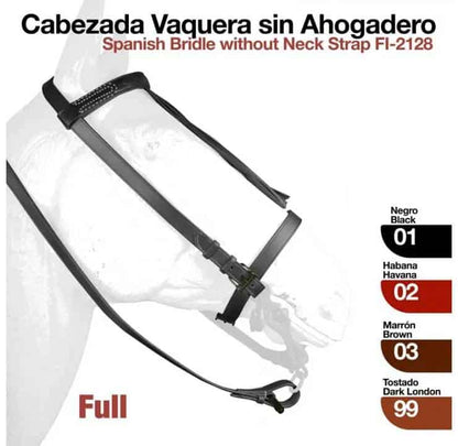 Cabezada vaquera sin ahogadero de la marca Tienda Hípica D'Hispania, en color natural, para uso en equitación vaquera.