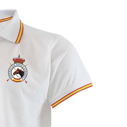 Camisa polo RFHE de manga corta para hípica, en color clásico, de la marca Tienda Hípica D'hispania.