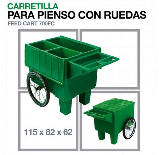 CARRETILLA PARA PIENSO CON RUEDAS 700FC 115X82X62, - Tienda Hípica Online | D’Hispania ®