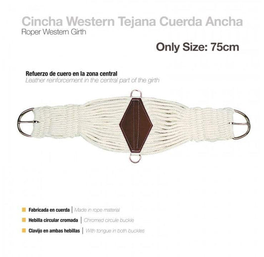 CINCHA WESTERN TEJANA CUERDA ANCHA 75cm - Tienda Hípica Online | D’Hispania ®