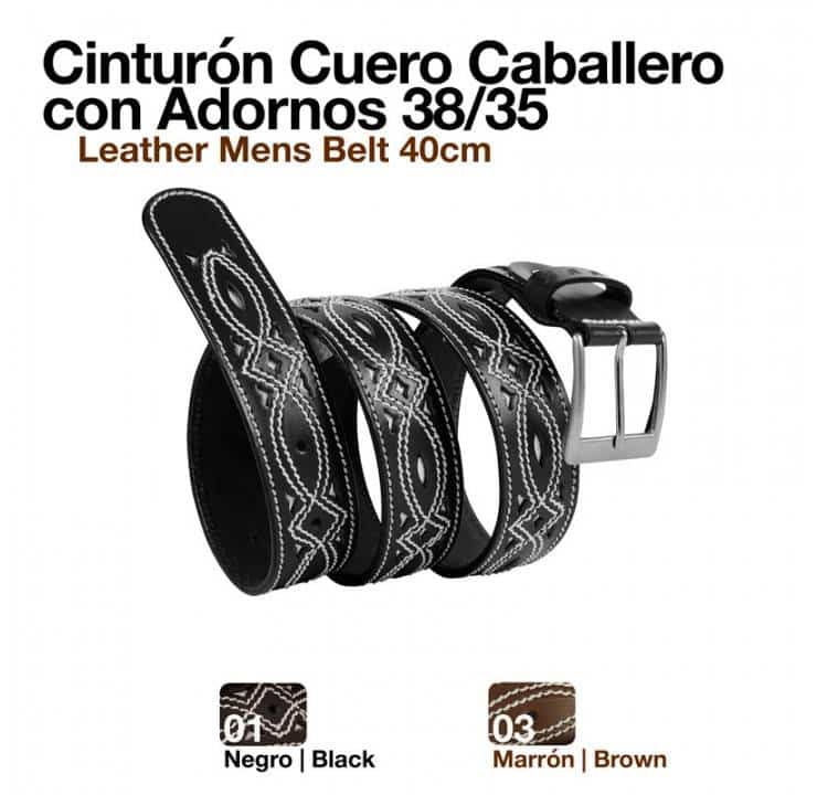 CINTURÓN CUERO CABALLERO C/ADORNOS 38/35 - Tienda Hípica Online | D’Hispania ®