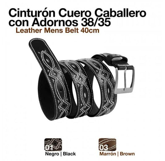 CINTURÓN CUERO CABALLERO C/ADORNOS 38/35 - Tienda Hípica Online | D’Hispania ®