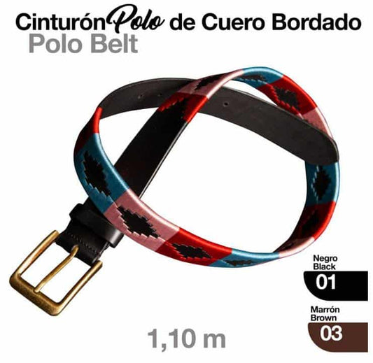CINTURÓN POLO CUERO BORDADO - Tienda Hípica Online | D’Hispania ®