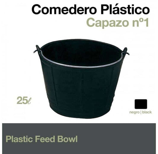 COMEDERO PLÁSTICO CAPAZO Nº1 25 litros NEGRO - Tienda Hípica Online | D’Hispania ®