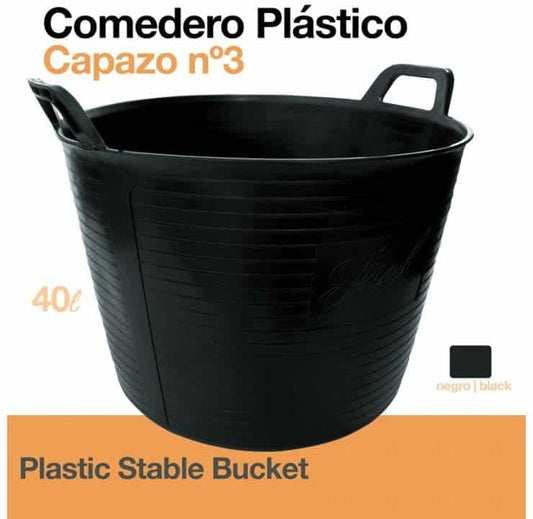 COMEDERO PLÁSTICO CAPAZO Nº3 40 litros NEGRO - Tienda Hípica Online | D’Hispania ®