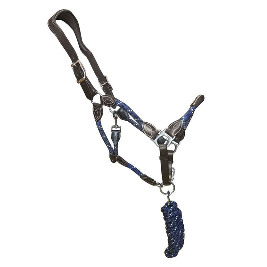 Cabezada Cuadra Cuero Nylon AZH461 Híbrida Resistente Uso Diario - Tienda Hípica Online | D’Hispania ®
