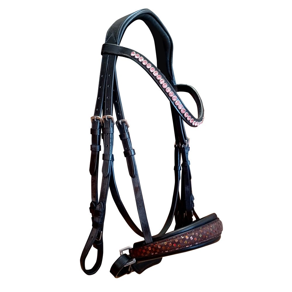 Cabezada Montar Bonfire Doble SLT-277 - Cuero Negro Riendas Lona Premium - Tienda Hípica Online | D’Hispania ®