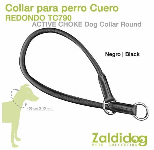 Collar Perro Cuero Redondo TC790 - 33cm x 13mm Negro Presión - Tienda Hípica Online | D’Hispania ®