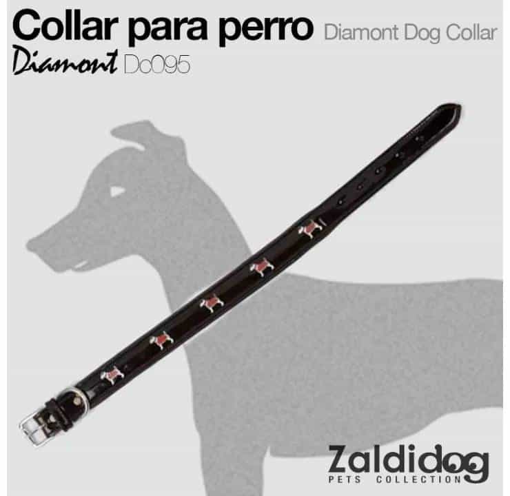 Collar Perro Diamont DC095 Negro - Acolchado Hebillaje Cromado Siluetas - Tienda Hípica Online | D’Hispania ®