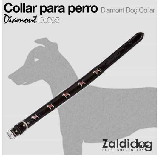 Collar Perro Diamont DC095 Negro - Acolchado Hebillaje Cromado Siluetas - Tienda Hípica Online | D’Hispania ®