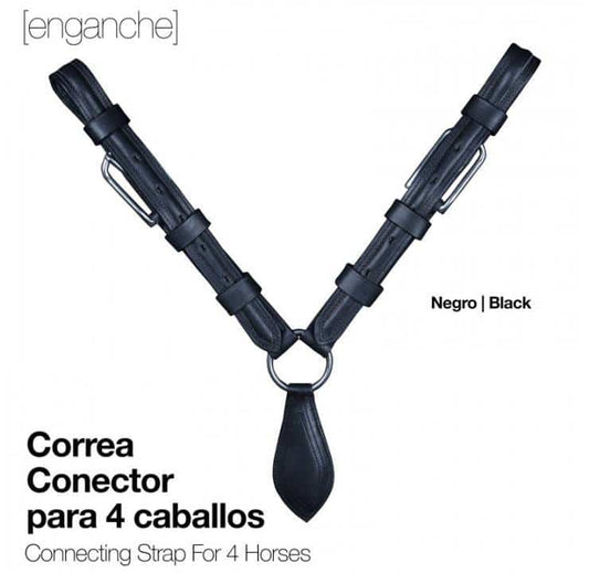 ENGANCHE CORREA CONECTOR PARA 4 CABALLOS NEGRO - Tienda Hípica Online | D’Hispania ®