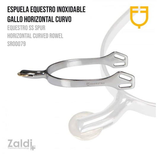 ESPUELA EQUESTRO INOX GALLO HORIZONTAL CURVO SR00079 30mm - Tienda Hípica Online | D’Hispania ®