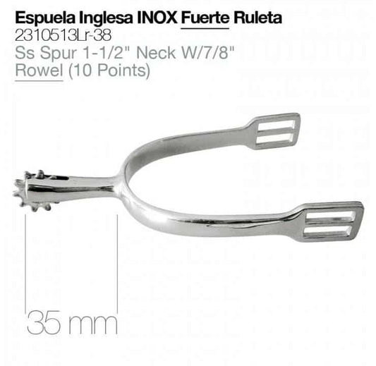 ESPUELA INGLESA INOX FUERTE RULETA 2310513LR-38 - Tienda Hípica Online | D’Hispania ®
