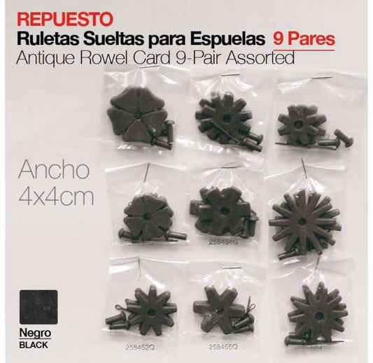 ESPUELA RULETAS SUELTAS 9 PARES ancho: 4x4cm - Tienda Hípica Online | D’Hispania ®