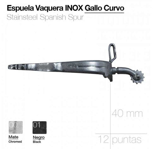 ESPUELA VAQUERA INOX GALLO CURVO MATE - Tienda Hípica Online | D’Hispania ®
