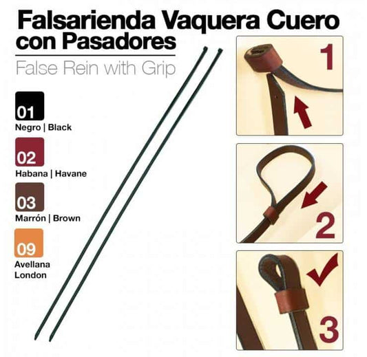 FALSARIENDA VAQUERA CUERO CON PASADORES - Tienda Hípica Online | D’Hispania ®