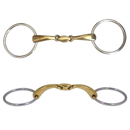 FILETE DE ANILLAS EMBOCADURA DE COBRE CURVA DOBLE ARTICULACIÓN - Tienda Hípica Online | D’Hispania ®