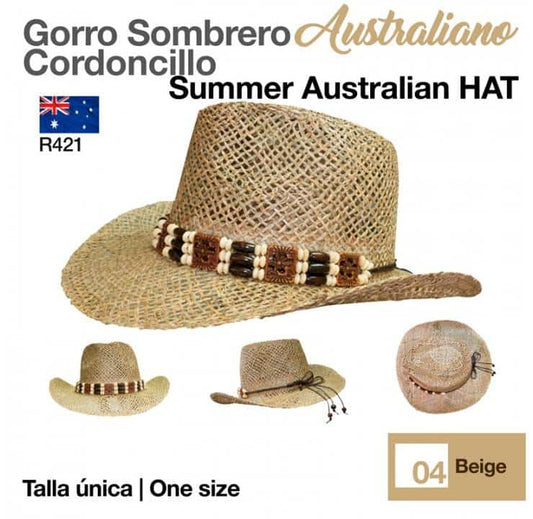 GORRO SOMBRERO AUSTRALIANO CORDONCILLO Nº421 BEIGE - Tienda Hípica Online | D’Hispania ®
