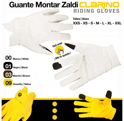 Guante de montar Clarino Zaldi con agarre perfecto, ideal para equitación, en color negro con detalles resistentes.