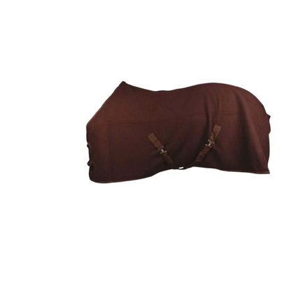 Manta polar con cinchuelo para caballo, en color gris y negro, ideal para protección en paseos y doma hípica.
