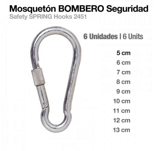 MOSQUETÓN BOMBERO SEGURIDAD 2451 6uds - Tienda Hípica Online | D’Hispania ®