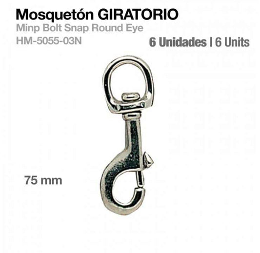 MOSQUETÓN GIRATORIO HM-5055-03N 6uds - Tienda Hípica Online | D’Hispania ®