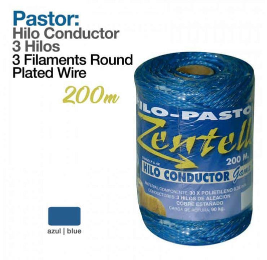 PASTOR: HILO CONDUCTOR 200m 3 HILOS AZUL - Tienda Hípica Online | D’Hispania ®