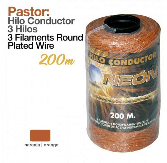PASTOR: HILO CONDUCTOR 200m 3 HILOS NARANJA - Tienda Hípica Online | D’Hispania ®