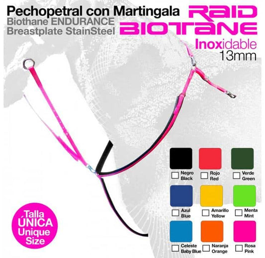 PECHOPETRAL CON MARTINGALA RAID BIOTANE INOX 13mm - Tienda Hípica Online | D’Hispania ®
