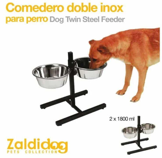 PERRO COMEDERO DOBLE INOX 2 x 1800ml - Tienda Hípica Online | D’Hispania ®