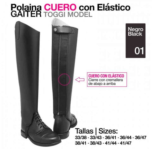 POLAINA CUERO CON ELÁSTICO GAITER - Tienda Hípica Online | D’Hispania ®
