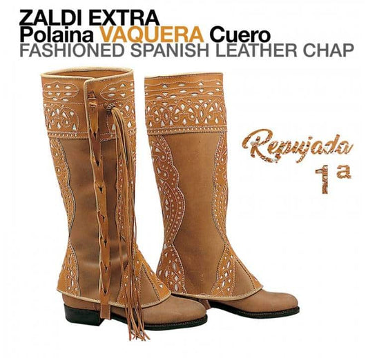 POLAINA VAQUERA CUERO REPUJADA 1ª ZALDI EXTRA - Tienda Hípica Online | D’Hispania ®