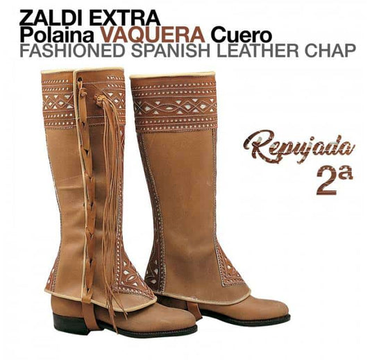 POLAINA VAQUERA CUERO REPUJADA 2ª ZALDI EXTRA - Tienda Hípica Online | D’Hispania ®