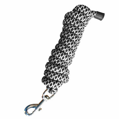 Ramal fuerte con mosquetón MLI-501 de 2.20 m, cuerda resistente para equitación, en color negro con mosquetón de metal.
