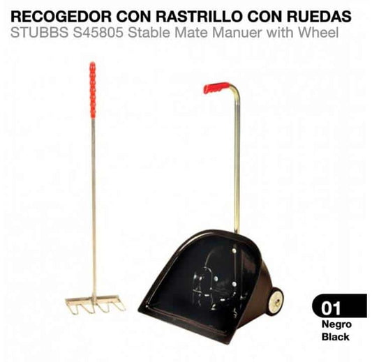 RECOGEDOR CON RASTRILLO CON RUEDAS STUBBS S45805 - Tienda Hípica Online | D’Hispania ®