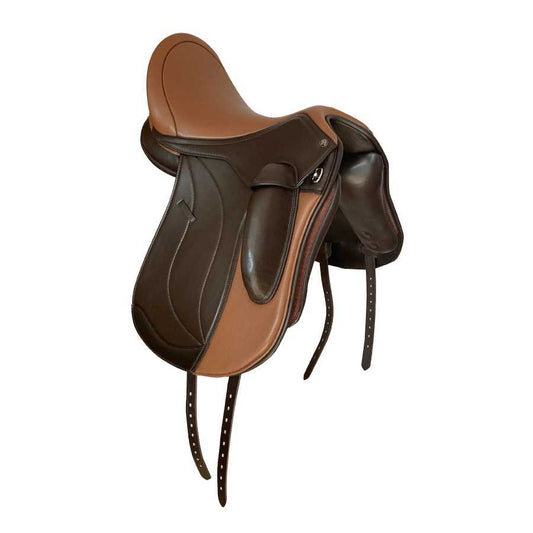 SILLA DE DOMA OMEGA MONOFALDÓN MUSLERA CON PUENTES INTERCAMBIABLES BICOLOR - Tienda Hípica Online | D’Hispania ®