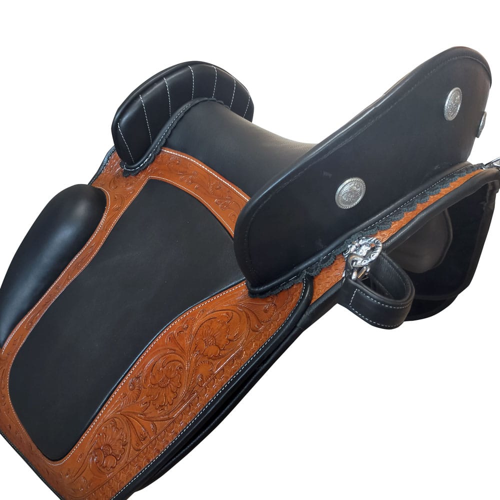 SILLA ESPAÑOLA TREELESS - Sin Armadura Repujada Bastes Multiposición Ajustables - Tienda Hípica Online | D’Hispania ®